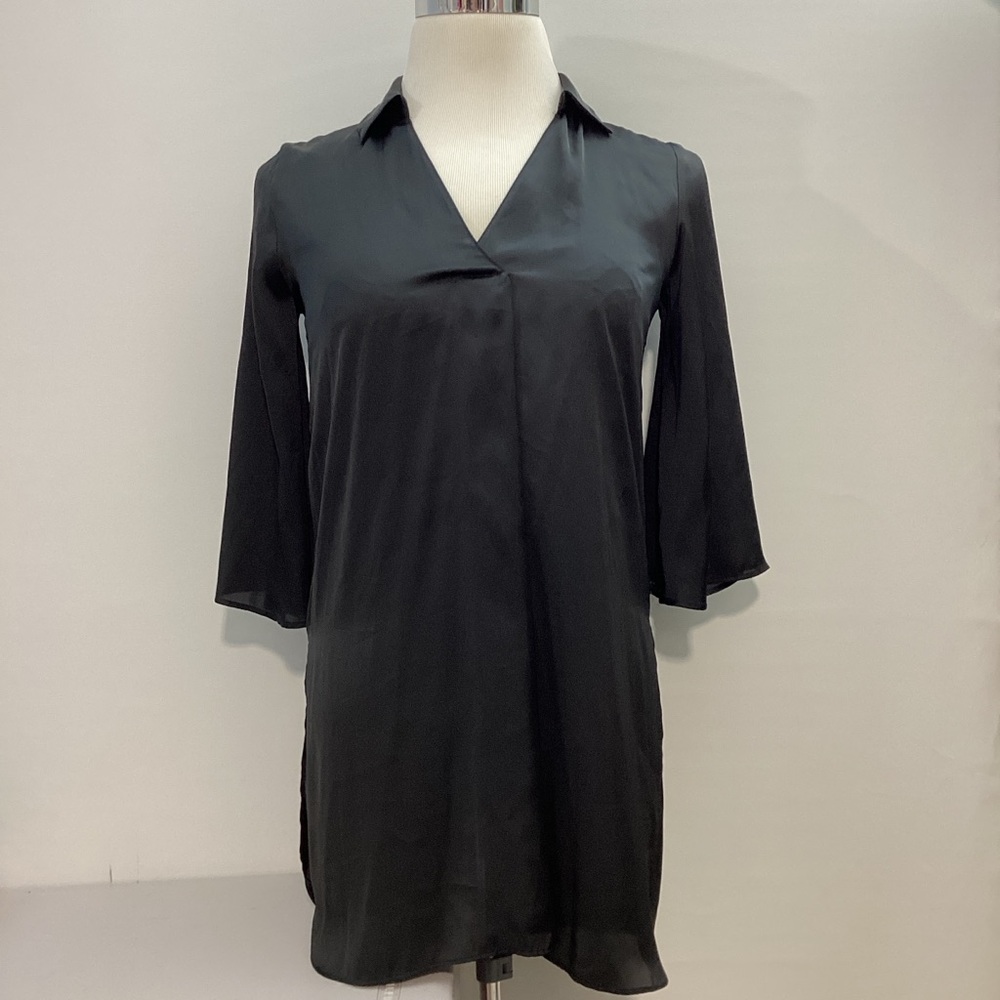 Zara Classic Satin Efect Basic Shirt Femenine Bla… - image 1